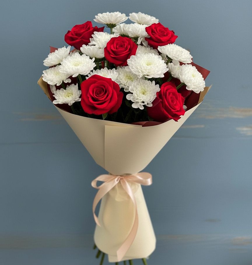 Букет цветов из: Розы и Хризантемы в Ерофее Павловиче