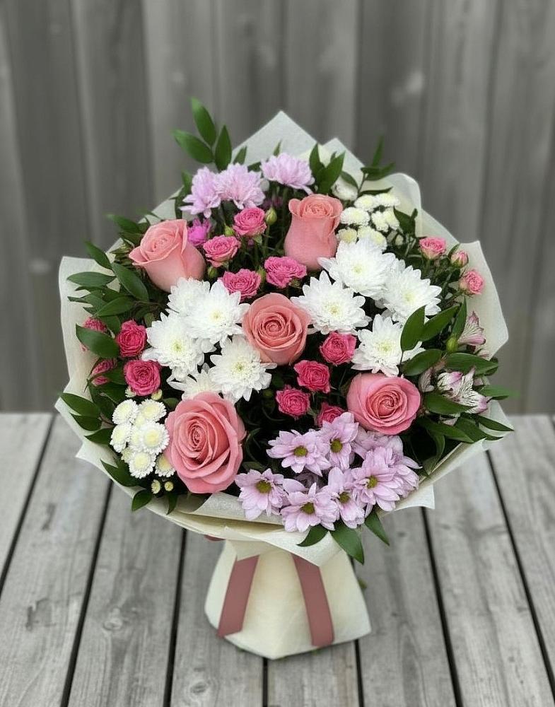 Букет цветов из: Альстромерии, Гвоздики, Розы и Хризантемы в Ерофее Павловиче