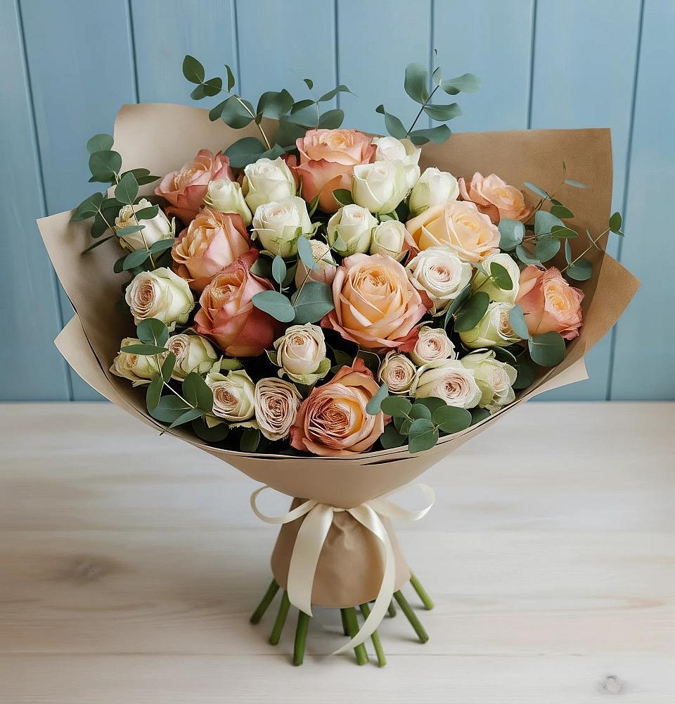 Букет цветов из: Альстромерии и Розы в Ерофее Павловиче