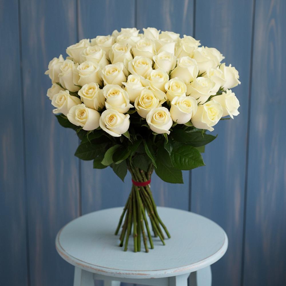 Букет 51 Белая роза Эдлесс Лав в Ерофее Павловиче