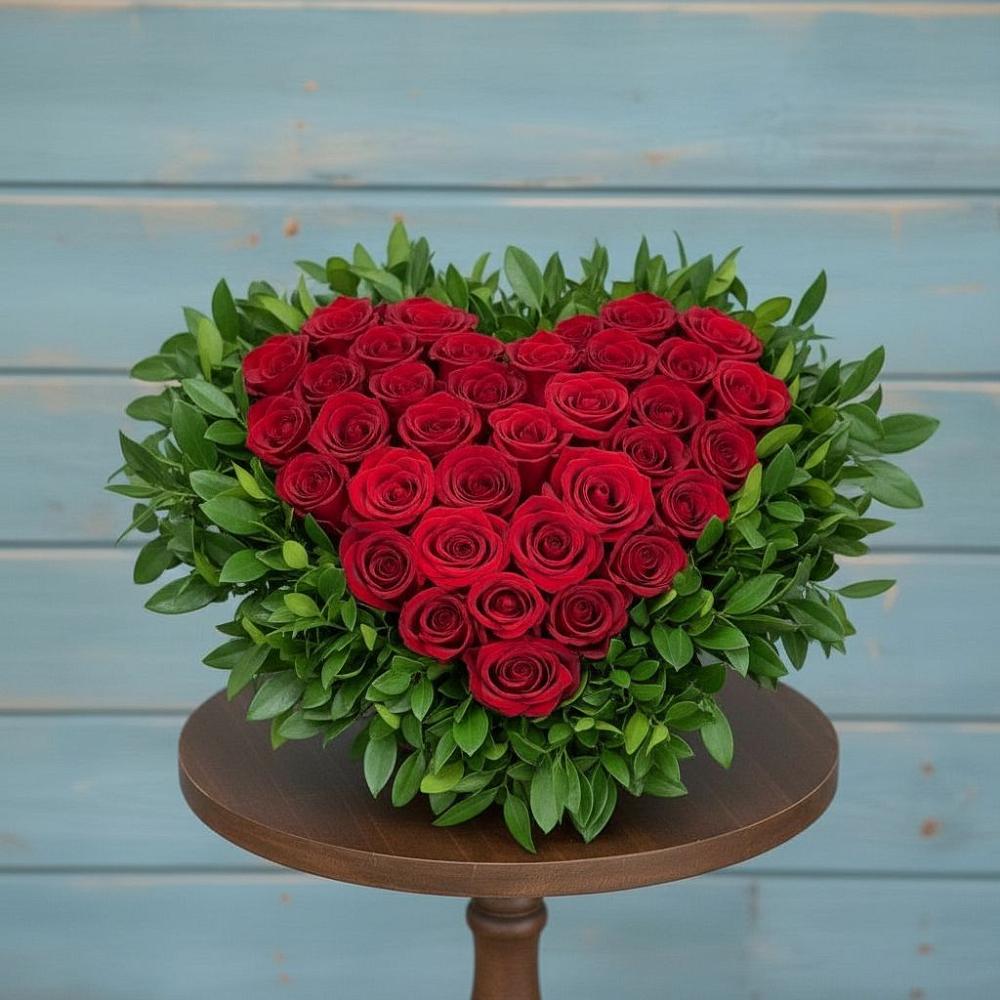 Цветочная композиция из Розы в виде сердца в Ерофее Павловиче