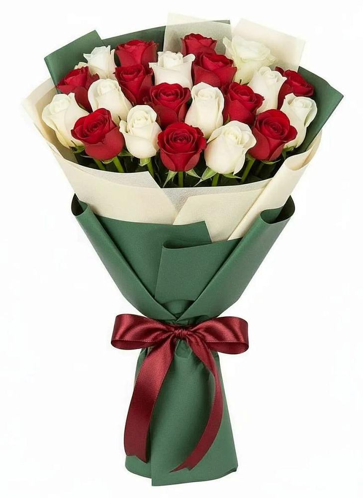 Букет Микс из красных и белых роз в Ерофее Павловиче