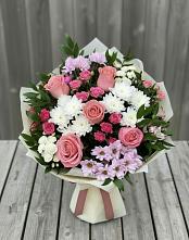 Букет цветов из:  Альстромерии, Гвоздики, Розы и Хризантемы в Ерофее Павловиче