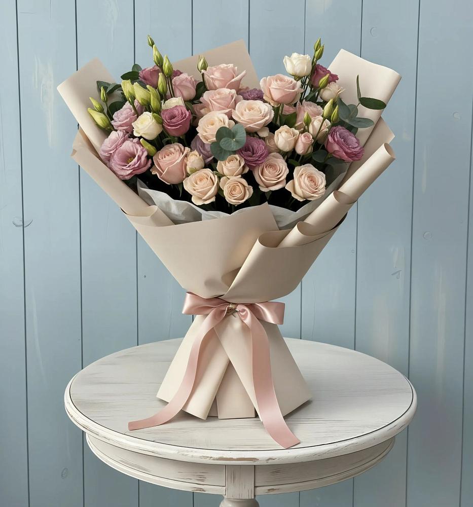 Букет цветов из: Розы и Лизиантусы в Ерофее Павловиче