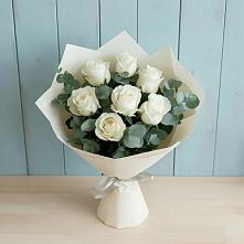 Букет Белые розы в Эвкалипте в Ерофее Павловиче