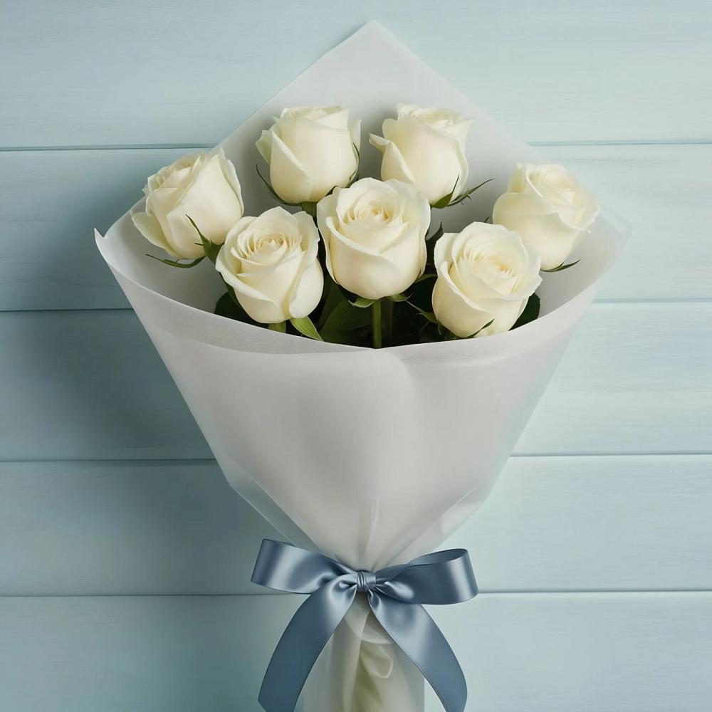Букет 7 Белых роз Эдлесс Лав в Ерофее Павловиче